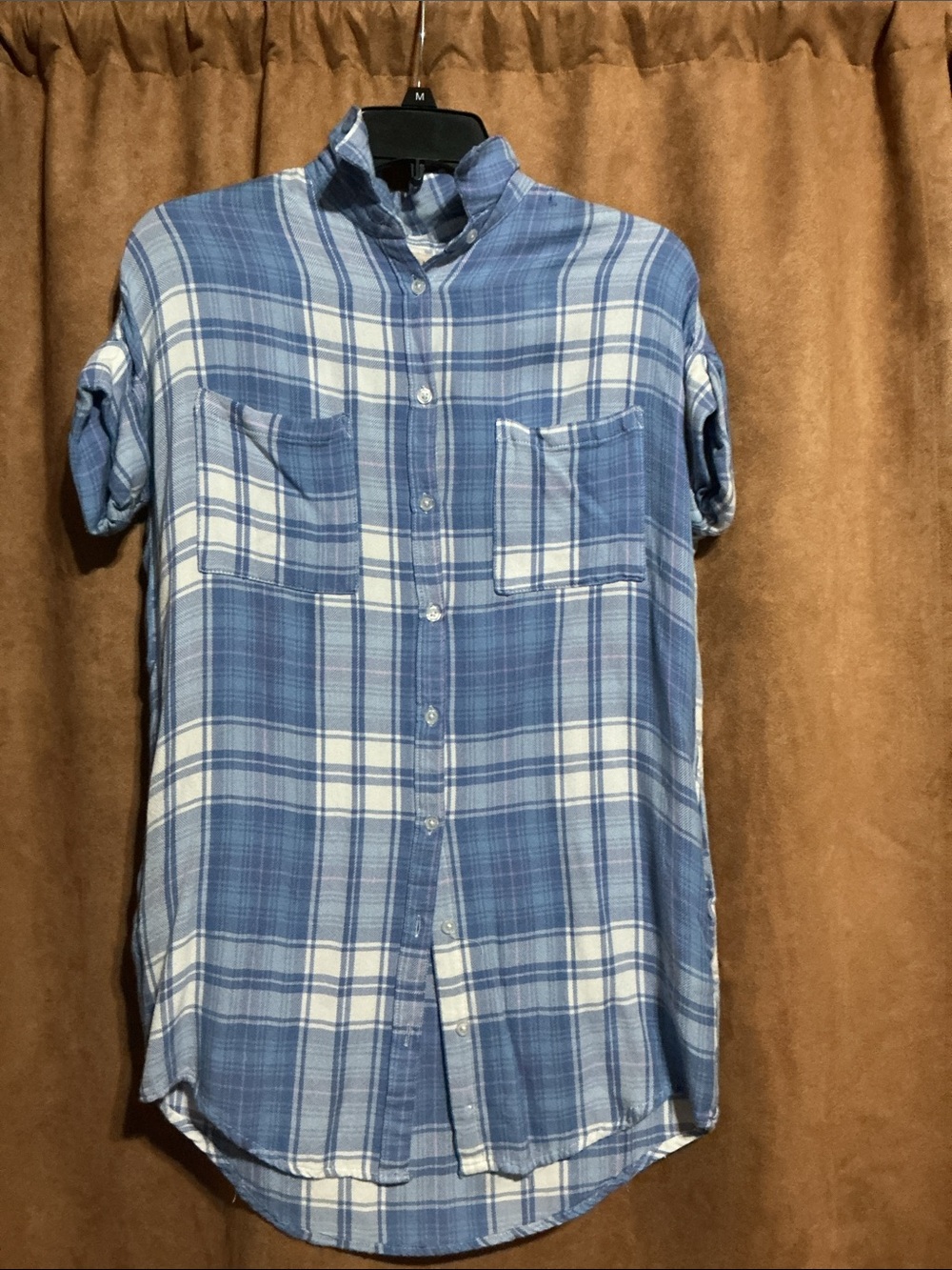Thread & Supply Blue and White Plaid Button-Down Shirt